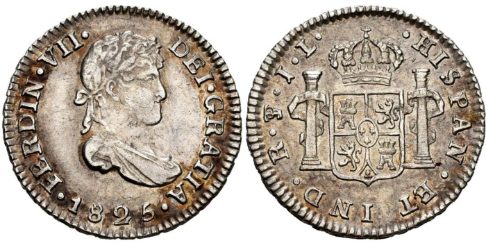 Cy14336.- FERNANDO VII - 1/2 Real 1825 POTOSI J.L.  SC