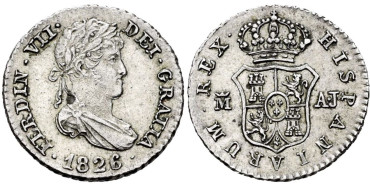 Cy14338.- FERNANDO VII - 1/2 Real 1826 MADRID A.J.  SC