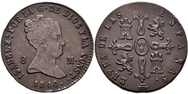 Cy15818.- ISABEL II - 8 Maravedis 1840 SEGOVIA.  SC