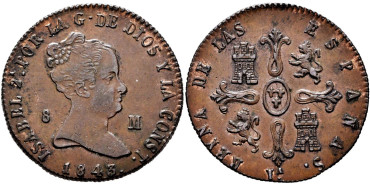 Cy15824.- ISABEL II - 8 Maravedis 1843 JUBIA.  SC