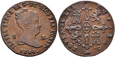 Cy15827.- ISABEL II - 8 Maravedis 1844 SEGOVIA.  SC 