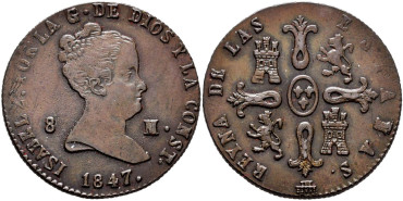 Cy15833.- ISABEL II - 8 Maravedis 1847 SEGOVIA.  SC