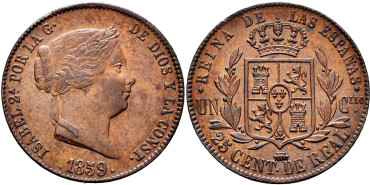 Cy15777.- ISABEL II - 25 Ctm. De Real 1859 SEGOVIA.  SC