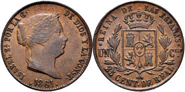 Cy15780.- ISABEL II - 25 Ctm. De Real 1861 SEGOVIA.  SC