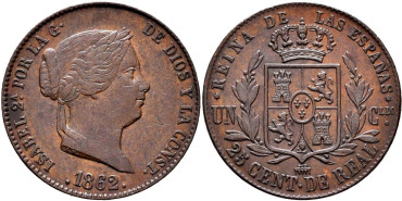 Cy15781.- ISABEL II - 25 Ctm. De Real 1862 SEGOVIA.  EBC