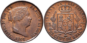 Cy15785.- ISABEL II - 25 Ctm. De Real 1864 SEGOVIA.  SC