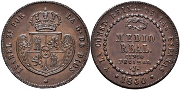 Cy15865.- ISABEL II - 1/2 Real 1850 JUBIA.  SC 