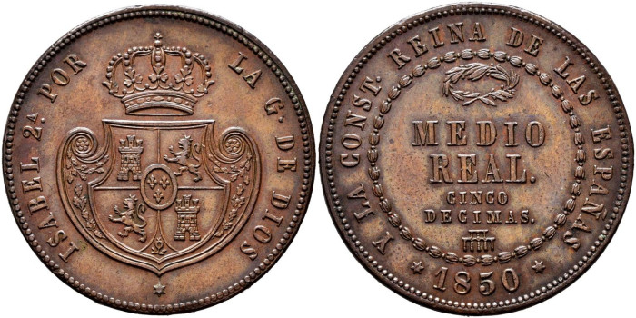 Cy15866.- ISABEL II - 1/2 Real 1850 SEGOVIA.  SC