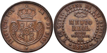 Cy15866.- ISABEL II - 1/2 Real 1850 SEGOVIA.  SC