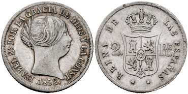 Cy16007.- ISABEL II - 2 Reales 1852 SEVILLA.  EBC 