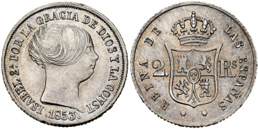 Cy16010.- ISABEL II - 2 Reales 1853 SEVILLA.  SC 
