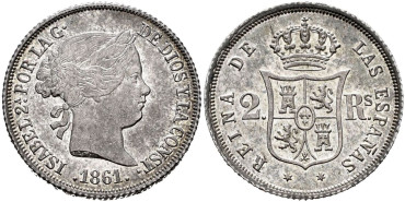 Cy16032.- ISABEL II - 2 Reales 1861 MADRID.  SC