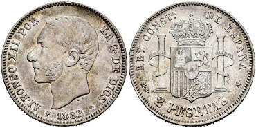 Cy16577i.- ALFONSO XII 2 Pesetas 1882 (18-82) M.S.M. - EBC