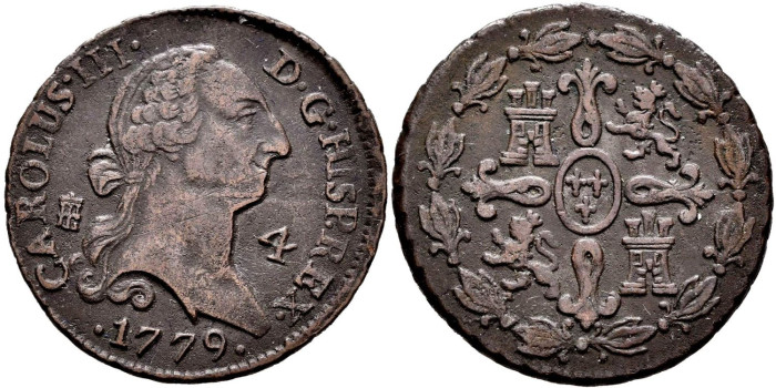 Cy10250.-CARLOS III - 4 Maravedis 1779 Segovia - MBC-