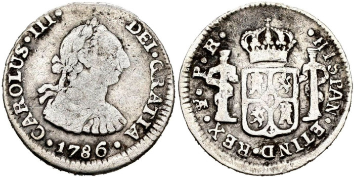 Cy10464.-CARLOS III - 1/2 Real 1786 Potosi P.R.- BC