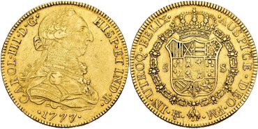 Cy12083.-CARLOS III - 8 Escudos 1777/76 Mexico F.M.- EBC-