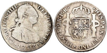Cy12745.-CARLOS IV - 2 Real 1793 Potosi P.R.- RC