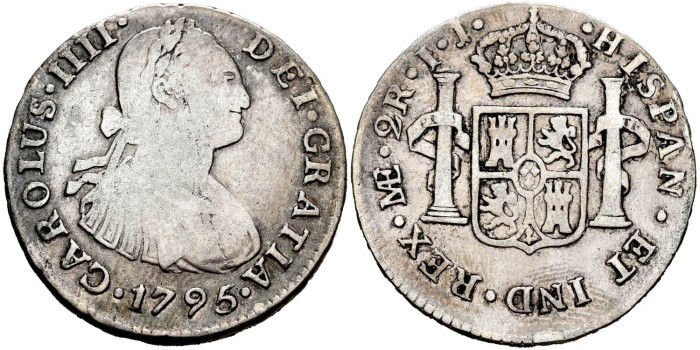 Cy12755.-CARLOS IV - 2 Real 1795 Lima I.J.- BC