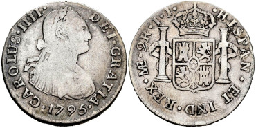 Cy12755.-CARLOS IV - 2 Real 1795 Lima I.J.- BC