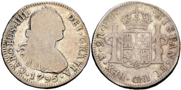 Cy12761.-CARLOS IV - 2 Real 1795 Potosi P.P.- RC