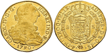 Cy13620.- CARLOS IV - 8 Escudos 1790 Popayan S.F. - EBC+