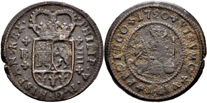 Cy07561.- FELIPE V - 4 Maravedís 1720 Burgos - MBC