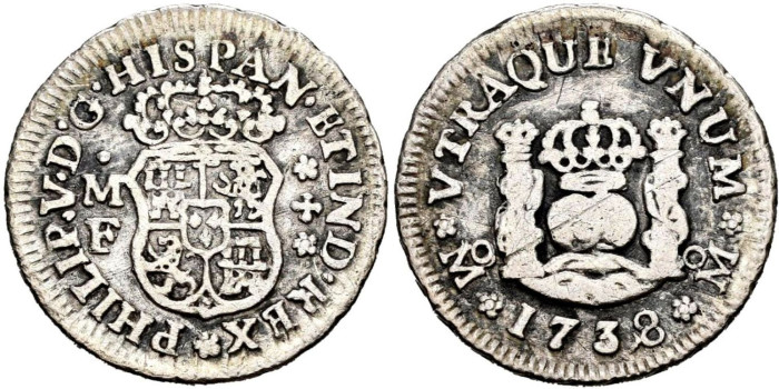 Cy07734.- FELIPE V - 1/2 Real 1738 Mexico MF - MBC