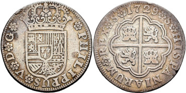 Cy08221.- FELIPE V. - 2 Reales 1729 Sevilla  - MBC-