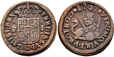 Cy09445.-FERNANDO VI - 1 Maravedi 1747 Segovia - MBC