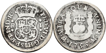 Cy09621.-FERNANDO VI - 1 Reale 1755 Mexico M - BC
