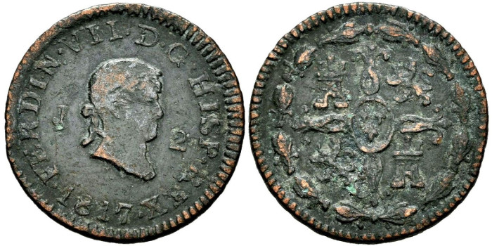 Cy13922.-FERNANDO VII -2 Maravedis 1817 Jubia - MBC-