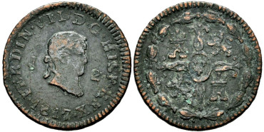 Cy13922.-FERNANDO VII -2 Maravedis 1817 Jubia - MBC-