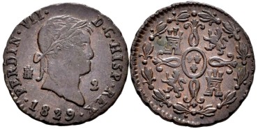 Cy13940.-FERNANDO VII -2 Maravedis 1829 Segovia - EBC