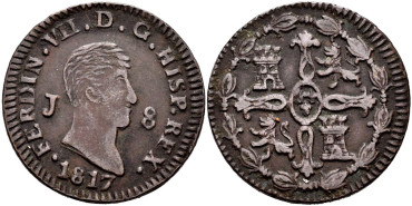 Cy14077.-FERNANDO VII -8 Maravedis 1817 Jubia - MBC+
