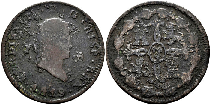 Cy14083.-FERNANDO VII -8 Maravedis 1819 Jubia - MBC-