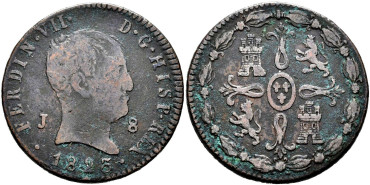 Cy14100.-FERNANDO VII -8 Maravedis 1823 Jubia - BC