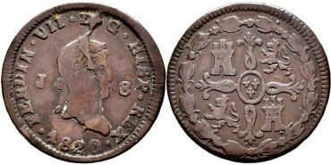 Cy14086.-FERNANDO VII -8 Maravedis 1820 Jubia - MBC-