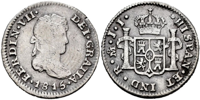 Cy14277.-FERNANDO VII -1/2 Real 1815 Mexico JJ - BC