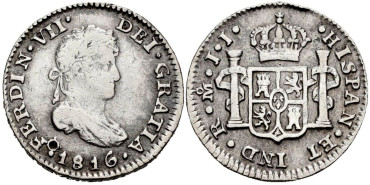 Cy14287.-FERNANDO VII -1/2 Real 1816 Mexico JJ -MBC-