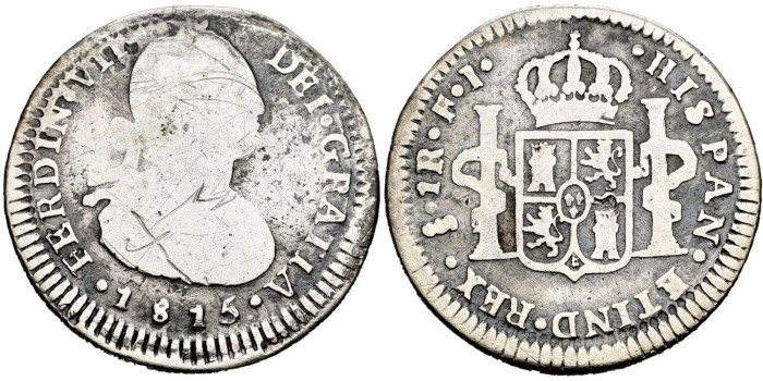 Cy14440.-FERNANDO VII -1 Real 1815 Santiago F.J. - MC
