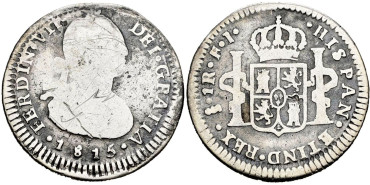 Cy14440.-FERNANDO VII -1 Real 1815 Santiago F.J. - MC