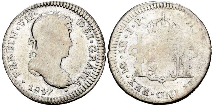 Cy14456.-FERNANDO VII -1 Real 1817 Lima J.P. - MC