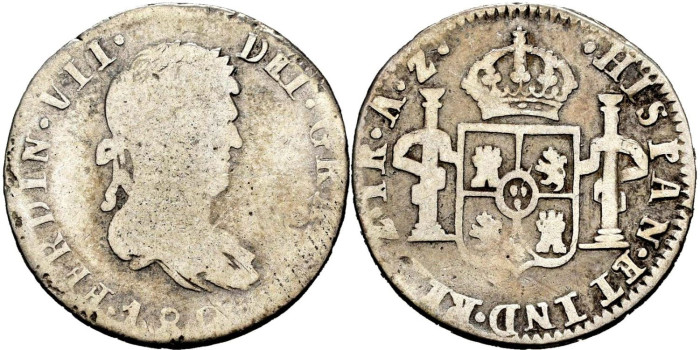 Cy14503.-FERNANDO VII -1 Real 1822 Zacatecas A.Z. - MC