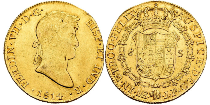 Cy15541.- FERNANDO VII - 8 Escudos 1814 Lima  J.P. -MBC