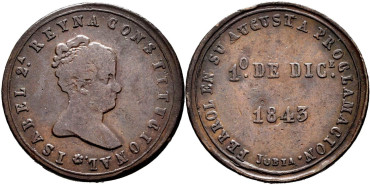 Cy15843m.-ISABEL II - Medalla de proclamacion. Jubia 1843