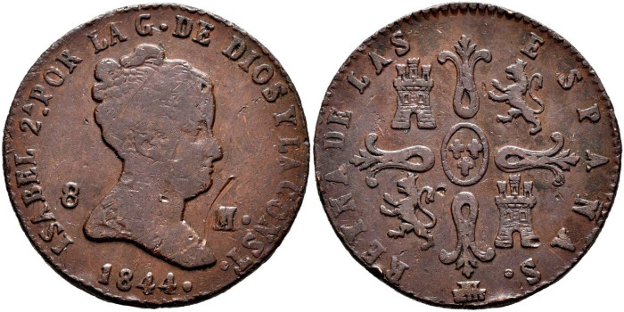 Cy15827.-ISABEL II -  8 Maravedis 1844 Segovia - BC