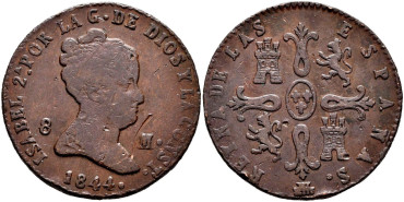 Cy15827.-ISABEL II -  8 Maravedis 1844 Segovia - BC