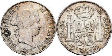 Cy16268.-ISABEL II - 1 Escudo 1866 Madrid- MBC