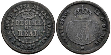 Cy15691.-ISABEL II -1 Decima de real 1853 Segovia - MBC-