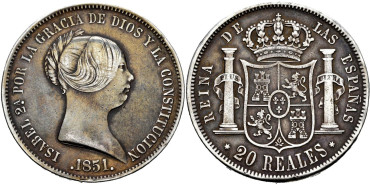 Cy16284.-ISABEL II -20 Reales 1851 Madrid - MBC+